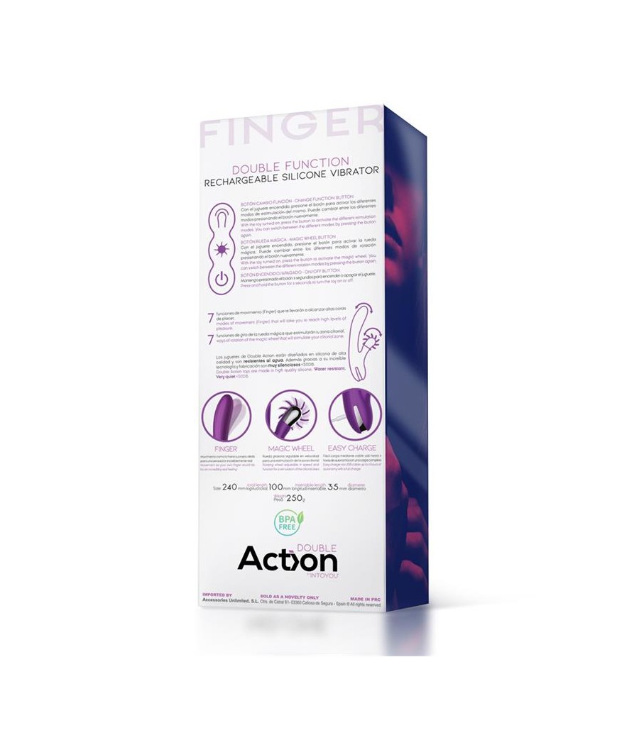 No Two Vibrador Movimiento Finger y Rueda Estimuladora