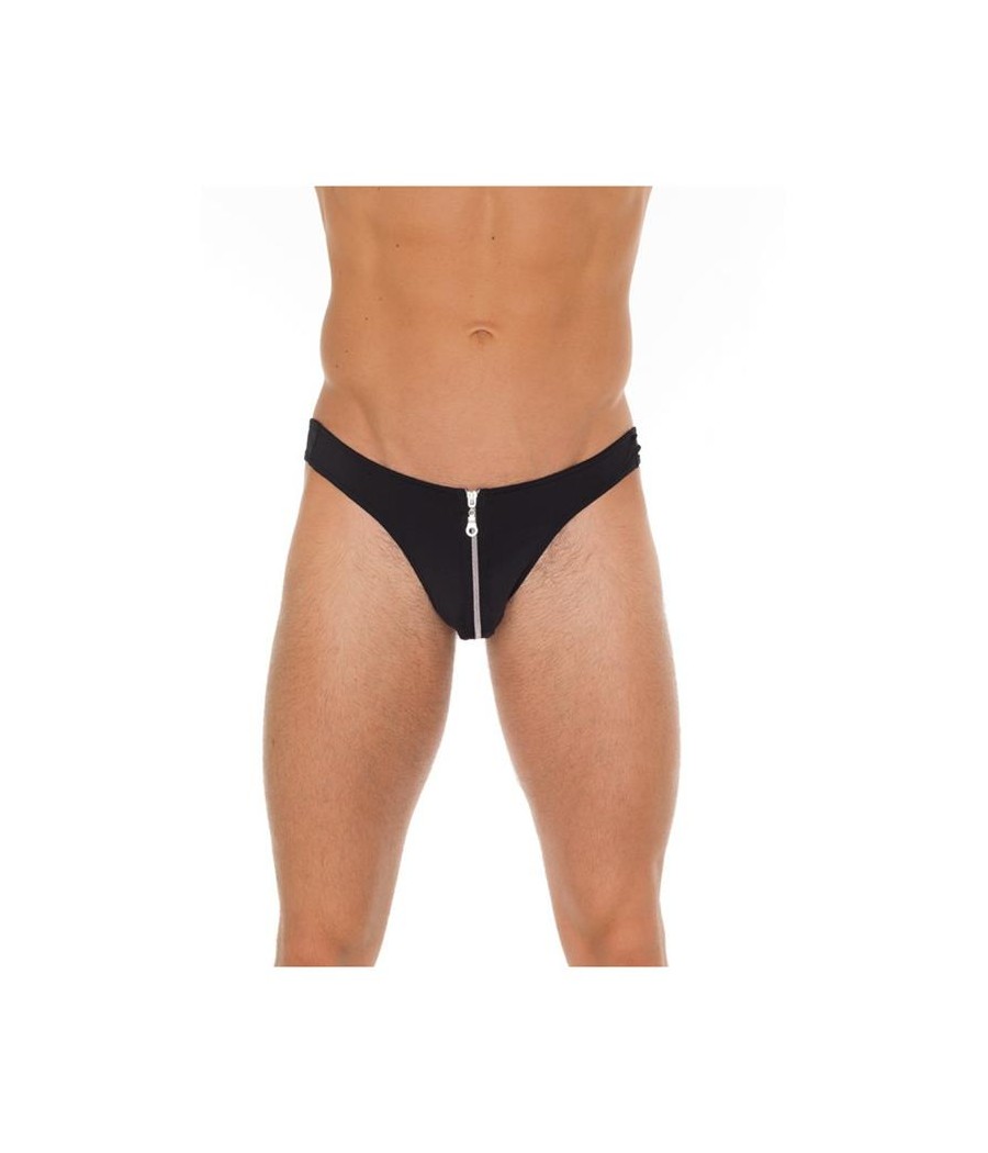 Tanga con Cremallera Negro Talla Unica