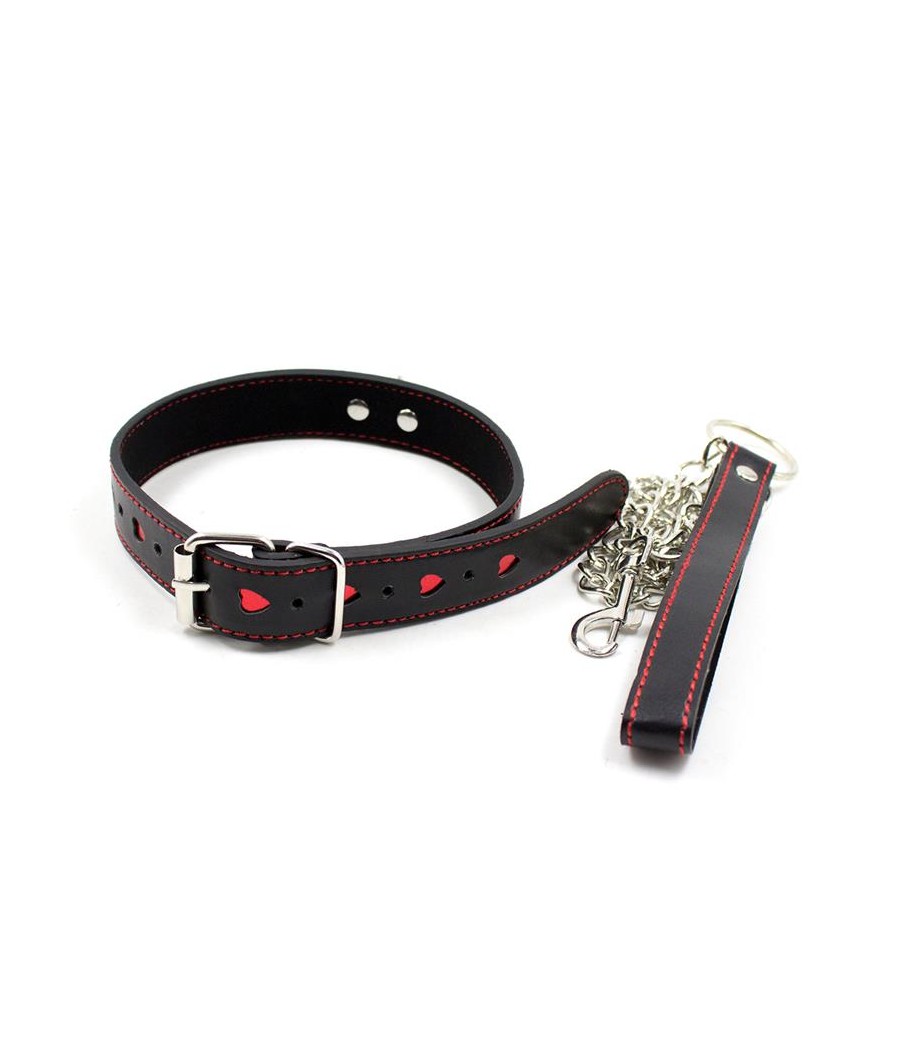 Collar con Cadena de Metal Negro Rojo