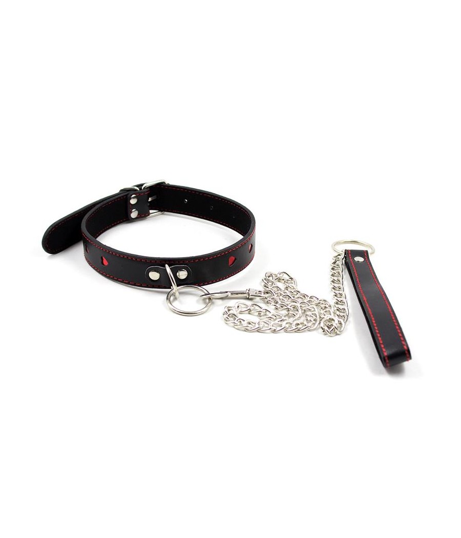 Collar con Cadena de Metal Negro Rojo