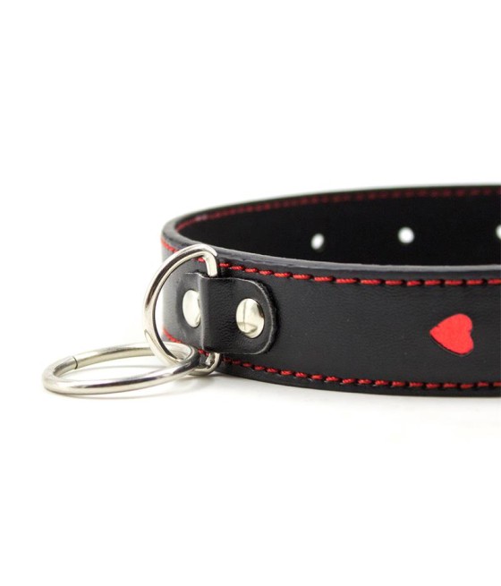 Collar con Cadena de Metal Negro Rojo