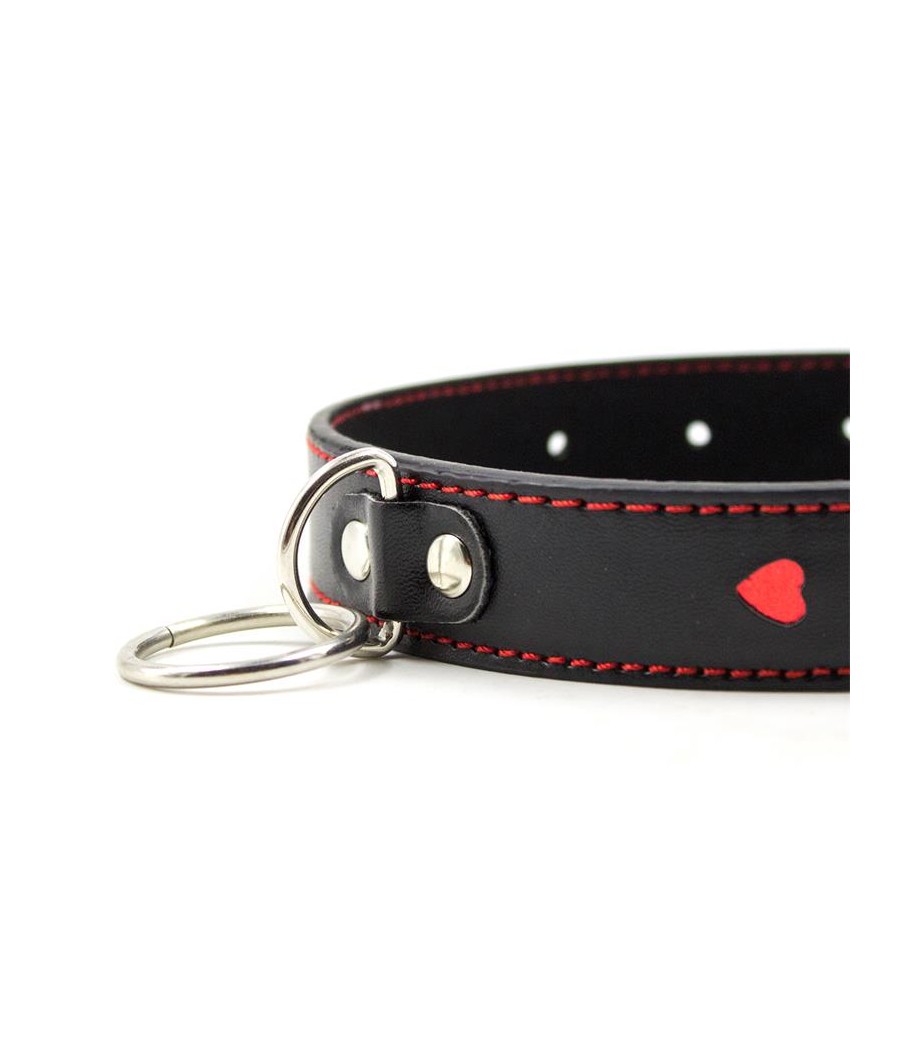 Collar con Cadena de Metal Negro Rojo