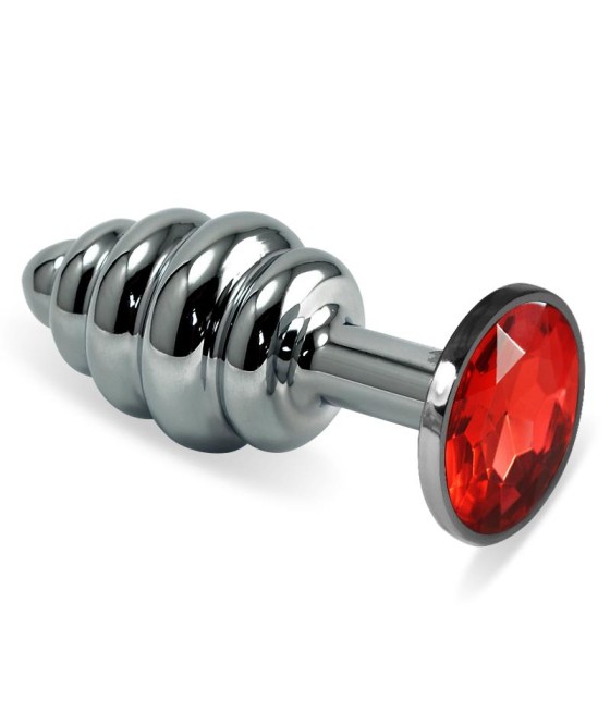 Plug Anal en Espiral Rosebud con Joya Rojo