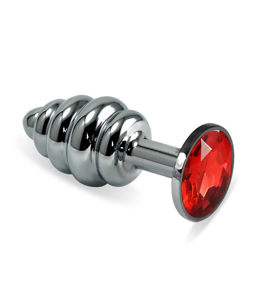 Plug Anal en Espiral Rosebud con Joya Rojo