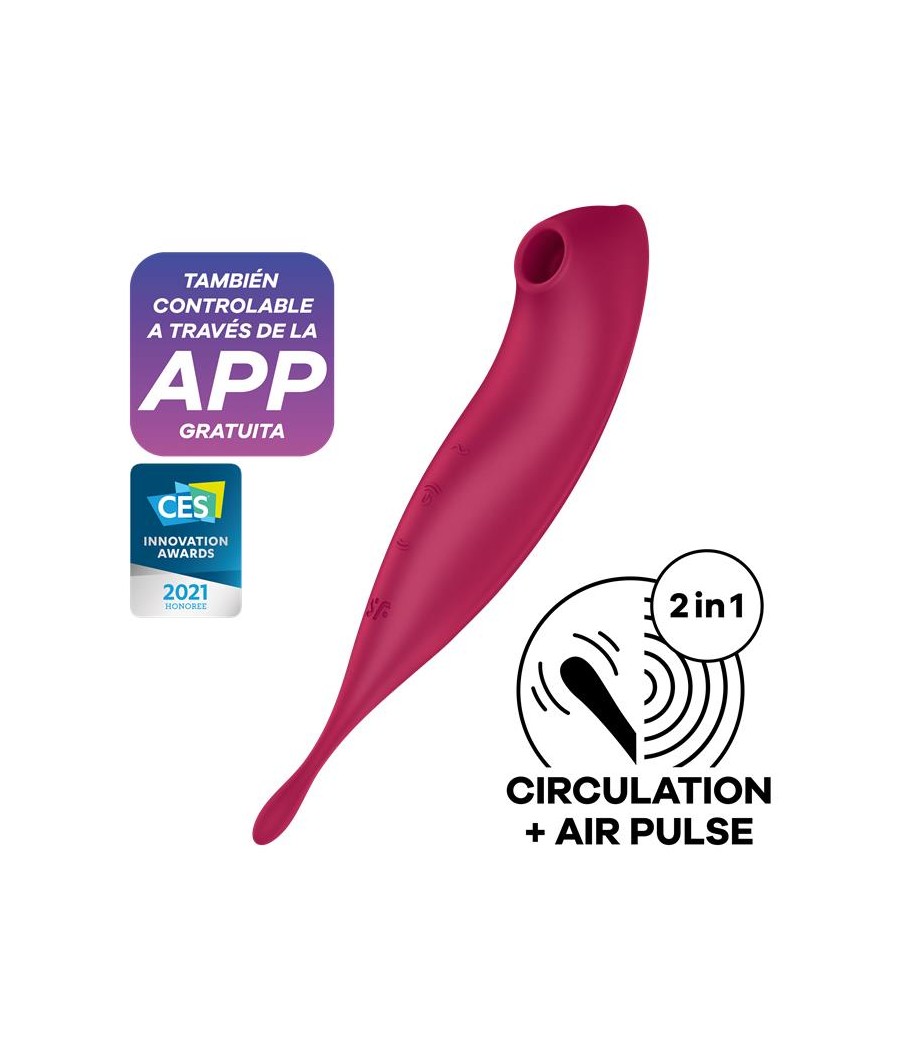 Twirling Pro Succionador y Vibrador APP Satisfyer Connect Dark Red