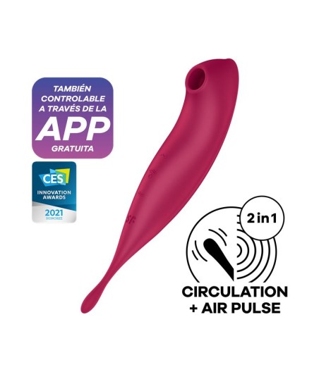 Twirling Pro Succionador y Vibrador APP Satisfyer Connect Dark Red