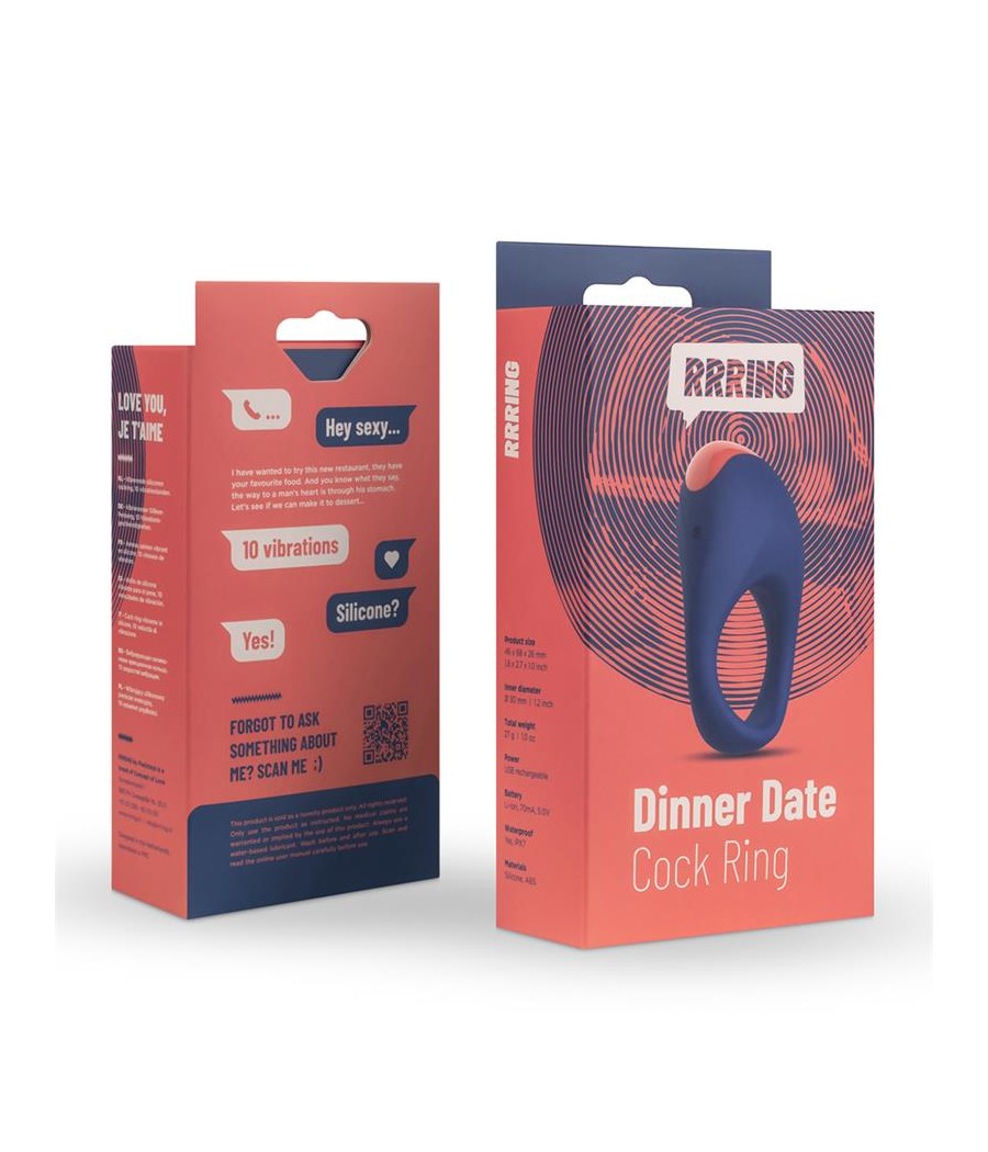 Rring Dinner Date Anillo para el Pene con Vibracion USB Silicona