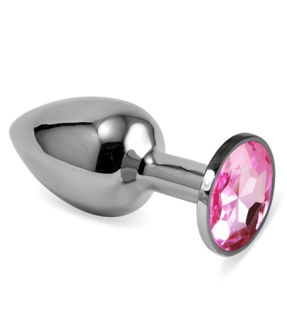 Plug Anal Plateado Rosebud Classic con Joya Rosa Talla S