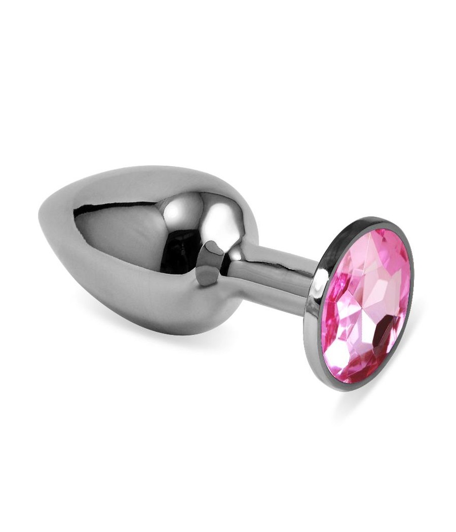 Plug Anal Plateado Rosebud Classic con Joya Rosa Talla S