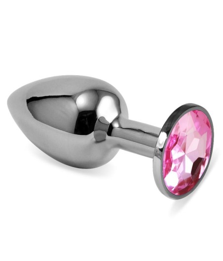 Plug Anal Plateado Rosebud Classic con Joya Rosa Talla S