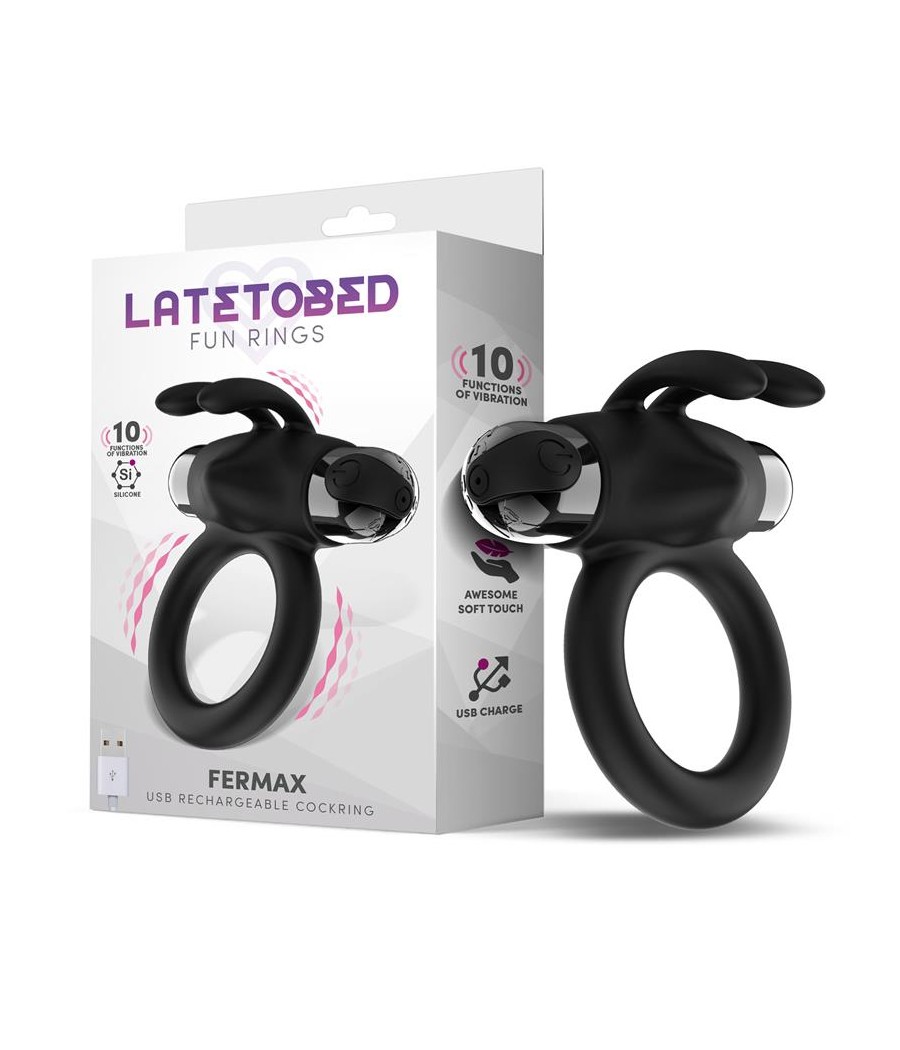 Fermax Anillo Vibrador con Conejito USB Silicona Negro