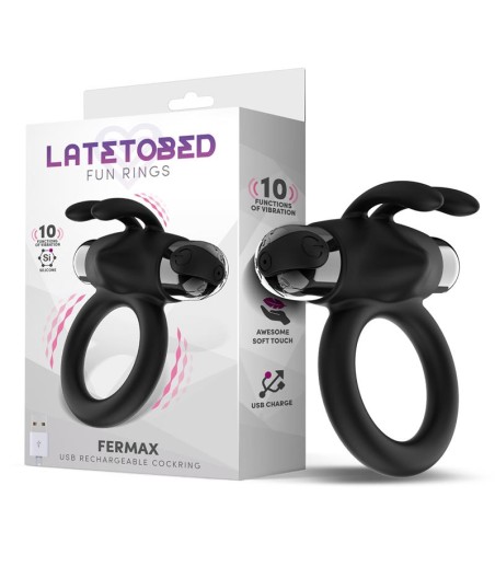 Fermax Anillo Vibrador con Conejito USB Silicona Negro