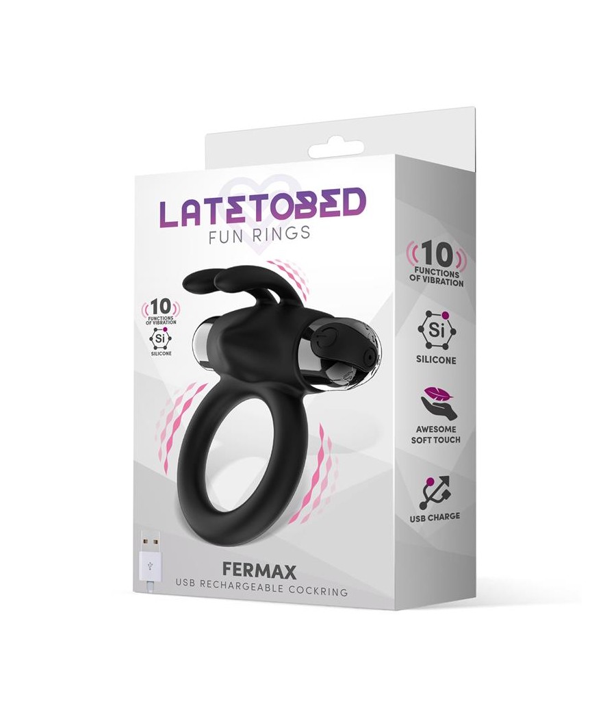 Fermax Anillo Vibrador con Conejito USB Silicona Negro