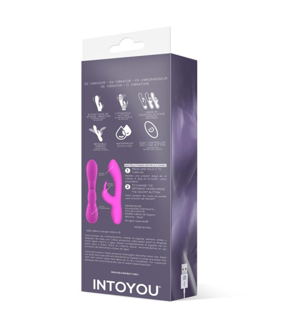 Mauve Vibrador Unibody Silicona Liquida USB Rosa