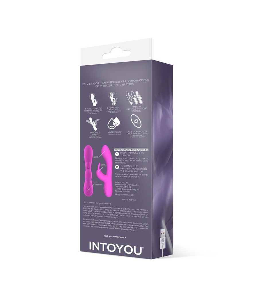 Mauve Vibrador Unibody Silicona Liquida USB Rosa