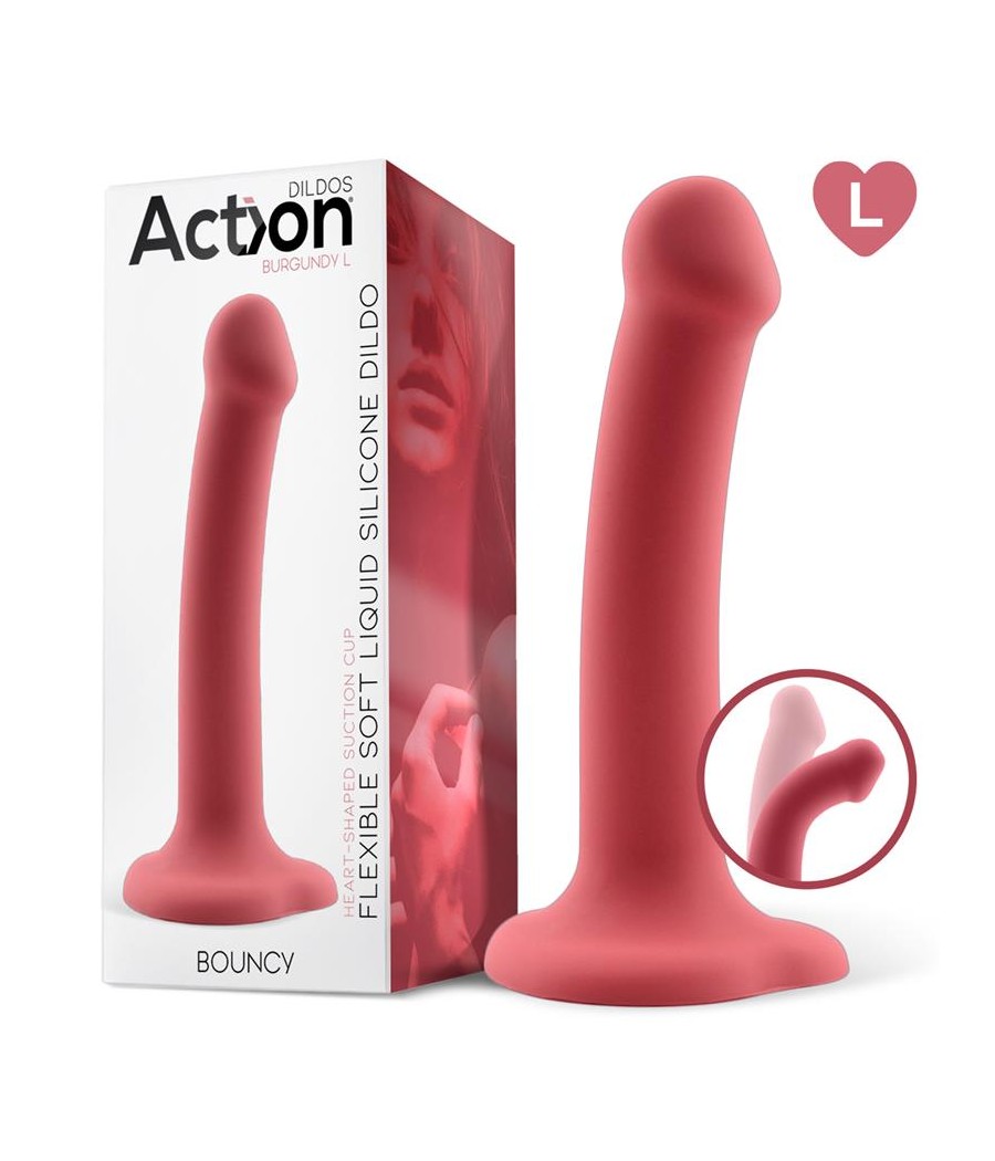 Bouncy Dildo Silicona Liquida Hiper Flexible 75 19 cm Talla L Burgundy