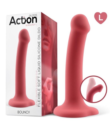 Bouncy Dildo Silicona Líquida Hiper Flexible 7.5 - 19 cm Talla L Burgundy